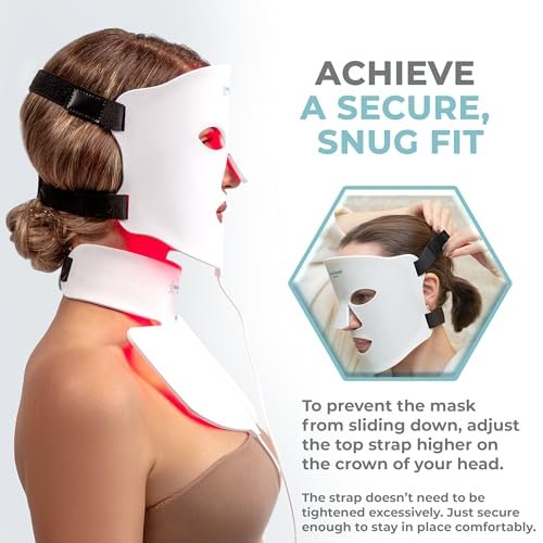 Nourished Bodynskin LED Light Therapy Face & Neck Mask – 7 Colors Red & Blue Anti-Aging Device for Wrinkles, Rejuvenation Avelisse