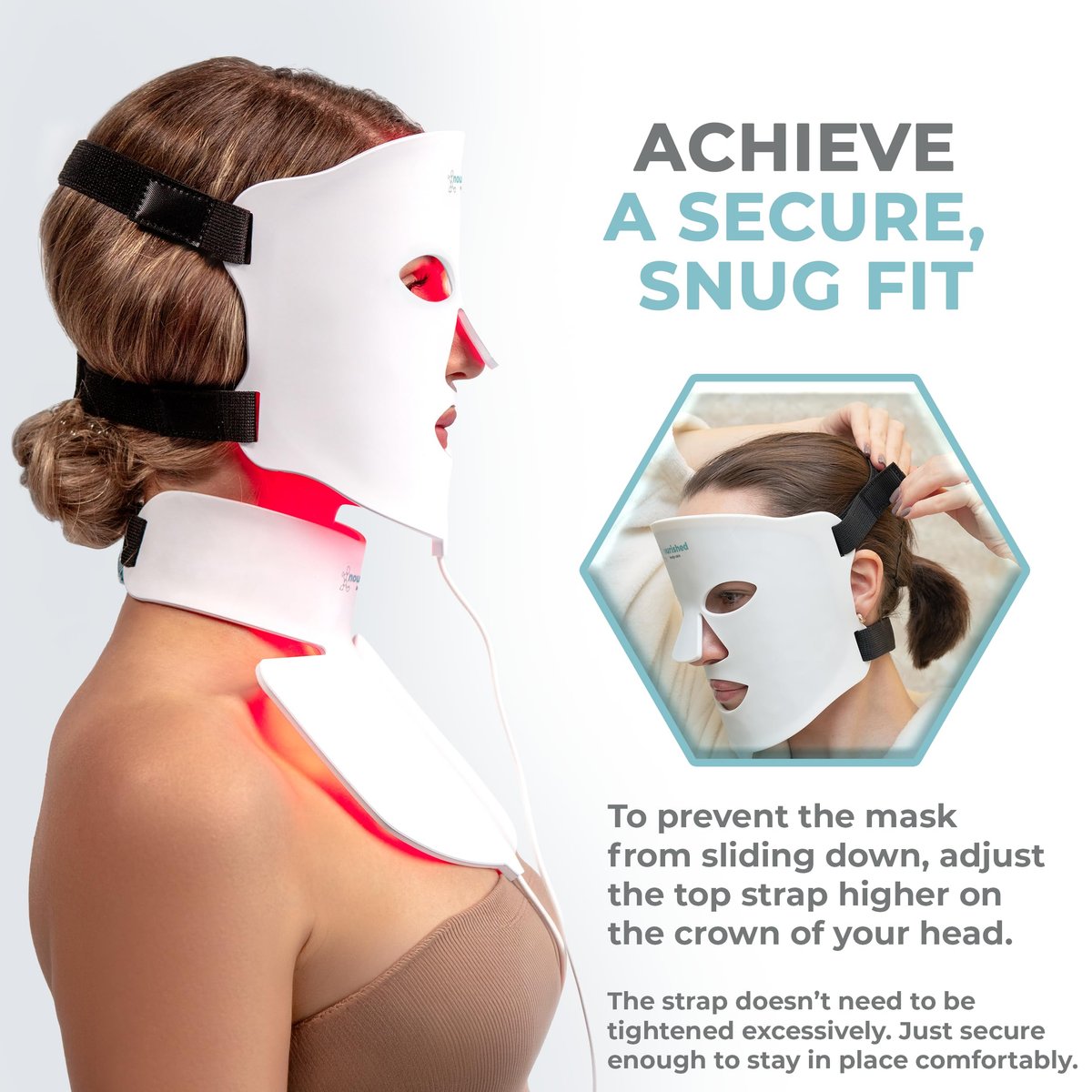 Nourished Bodynskin LED Light Therapy Face & Neck Mask – 7 Colors Red & Blue Anti-Aging Device for Wrinkles, Rejuvenation Avelisse