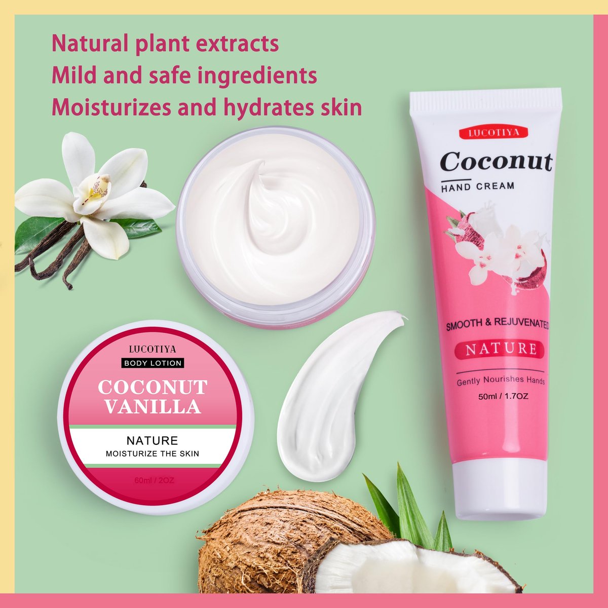 Luxurious Coconut Vanilla Spa Gift Set for Women – Travel Size Bath & Body Care | Unique Birthday & Friendship Gifts for Her - görsel 9