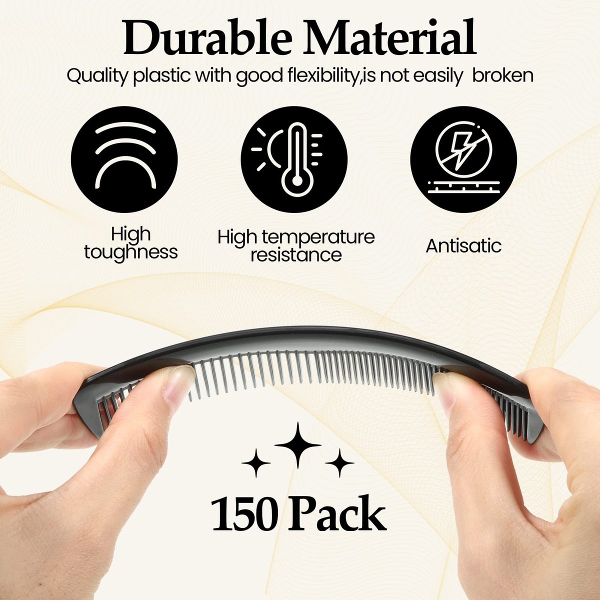 Mimorou 150-Piece Black Plastic Hair Combs – Fine & Wide Tooth, 5 Inch Bulk Combs for Travel, Hotels, Charity, Homeless Shelters, Nursing Homes Avelisse