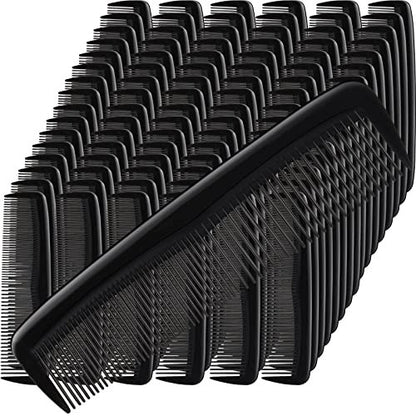 Mimorou 150-Piece Black Plastic Hair Combs – Fine & Wide Tooth, 5 Inch Bulk Combs for Travel, Hotels, Charity, Homeless Shelters, Nursing Homes Avelisse