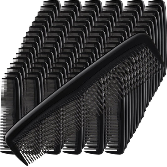 Mimorou 150-Piece Black Plastic Hair Combs – Fine & Wide Tooth, 5 Inch Bulk Combs for Travel, Hotels, Charity, Homeless Shelters, Nursing Homes Avelisse