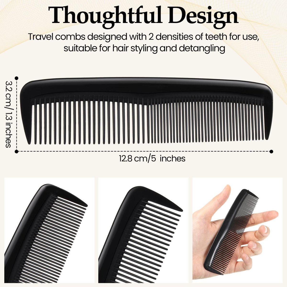 Mimorou 150-Piece Black Plastic Hair Combs – Fine & Wide Tooth, 5 Inch Bulk Combs for Travel, Hotels, Charity, Homeless Shelters, Nursing Homes Avelisse