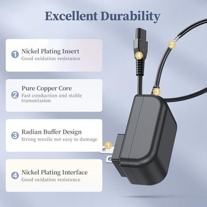 DONYOIE 5V Charger for Skull Shaver Power Cord - Compatible with Pitbull Gold/Silver Pro, Butterfly Kiss Cordless Trimmer AC Adapter Avelisse