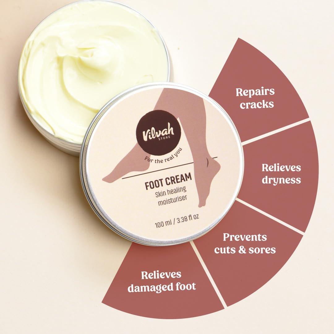 Vilvah Foot Cream for Dry and Cracked Feet | Moisturizes Rough Heels, Softens Chapped & Calloused Skin – Suitable for All Skin Types, 100ml - görsel 7