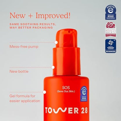 Tower 28 SOS Rescue Face Serum – Hypochlorous Acid Soothing Serum for Sensitive, Irritated Skin, Reduces Redness & Blemishes, Fragrance-Free (2 oz) Avelisse