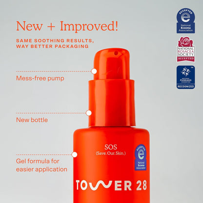 Tower 28 SOS Rescue Face Serum – Hypochlorous Acid Soothing Serum for Sensitive, Irritated Skin, Reduces Redness & Blemishes, Fragrance-Free (2 oz) Avelisse
