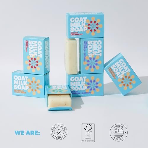 Skin Said Yes Goat Milk Soap Bar - 8 Bars, 4 Unique Scents | All Natural Organic Goats Milk Soap Crafted in Greece for Sensitive Skin Avelisse