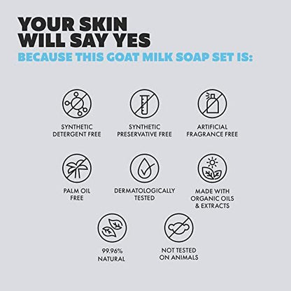 Skin Said Yes Goat Milk Soap Bar - 8 Bars, 4 Unique Scents | All Natural Organic Goats Milk Soap Crafted in Greece for Sensitive Skin Avelisse