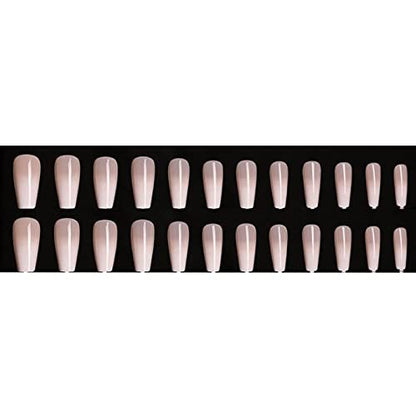 Hkanlre Coffin Press on Nails Medium Fake Nails - 24 Pcs Ballerina False Nails with Jelly Full Cover for Women & Girls