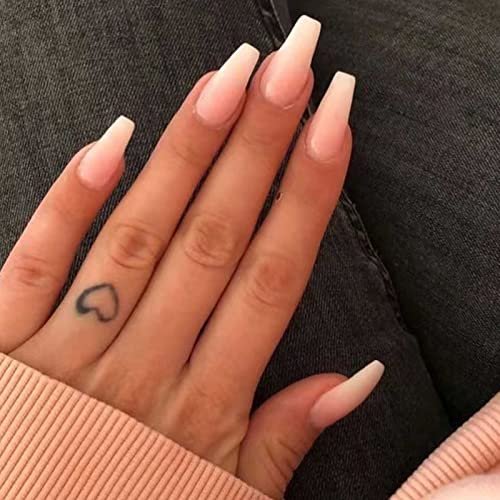 Hkanlre Coffin Press on Nails Medium Fake Nails - 24 Pcs Ballerina False Nails with Jelly Full Cover for Women & Girls - görsel 2