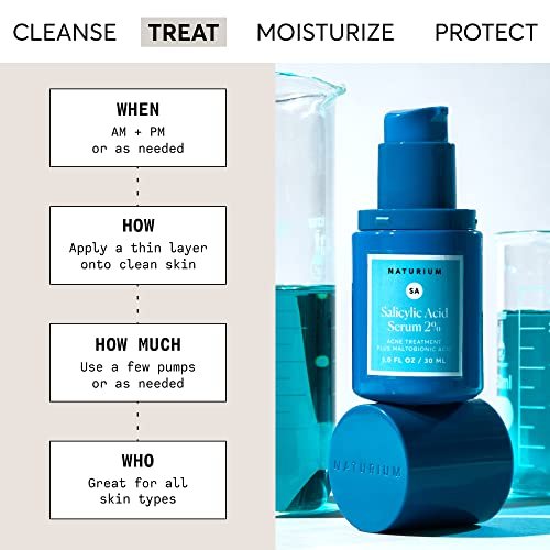 Naturium Salicylic Acid Serum 2% - Blemish Treatment with Maltobionic Acid, 1 oz Avelisse