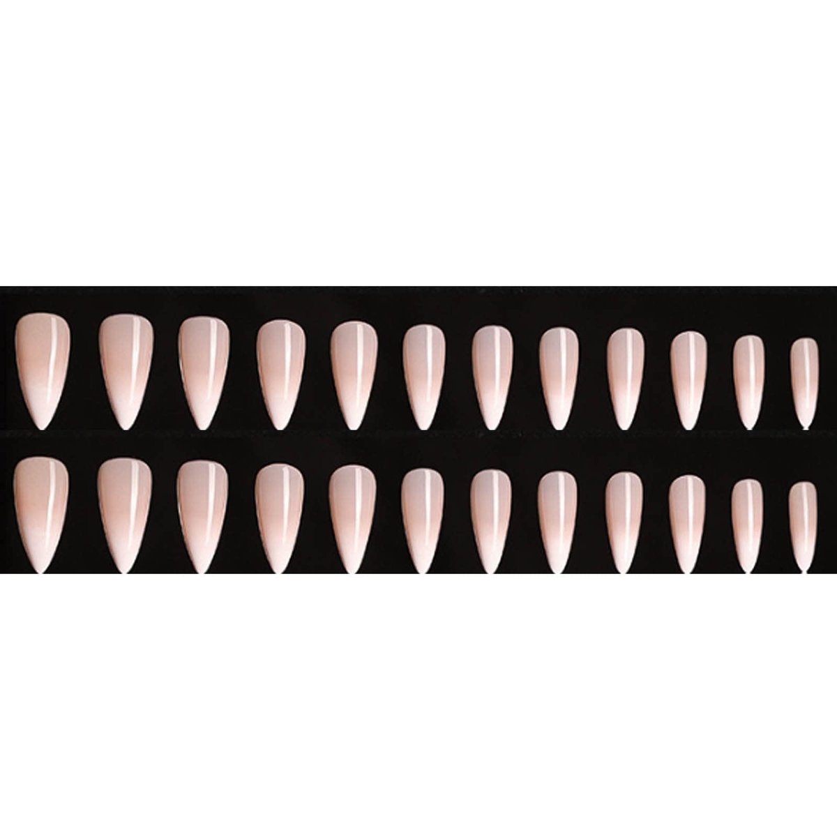 Hkanlre Bling Coffin Press on Nails - 24 Pcs Full Cover Medium False Gradient Nails for Women and Girls (Nude Almond) Avelisse