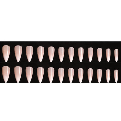 Hkanlre Bling Coffin Press on Nails - 24 Pcs Full Cover Medium False Gradient Nails for Women and Girls (Nude Almond) Avelisse