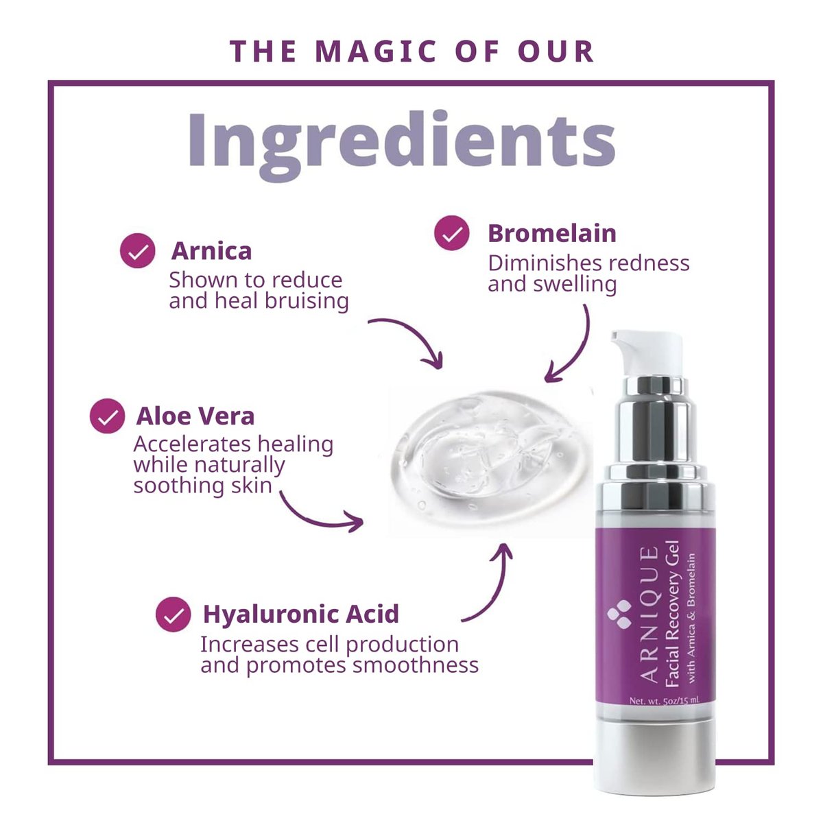 Arnique Arnica Gel for Face – Soothing Arnica & Bromelain Facial Gel to Refresh and Comfort Delicate Skin After Beauty Treatments Avelisse