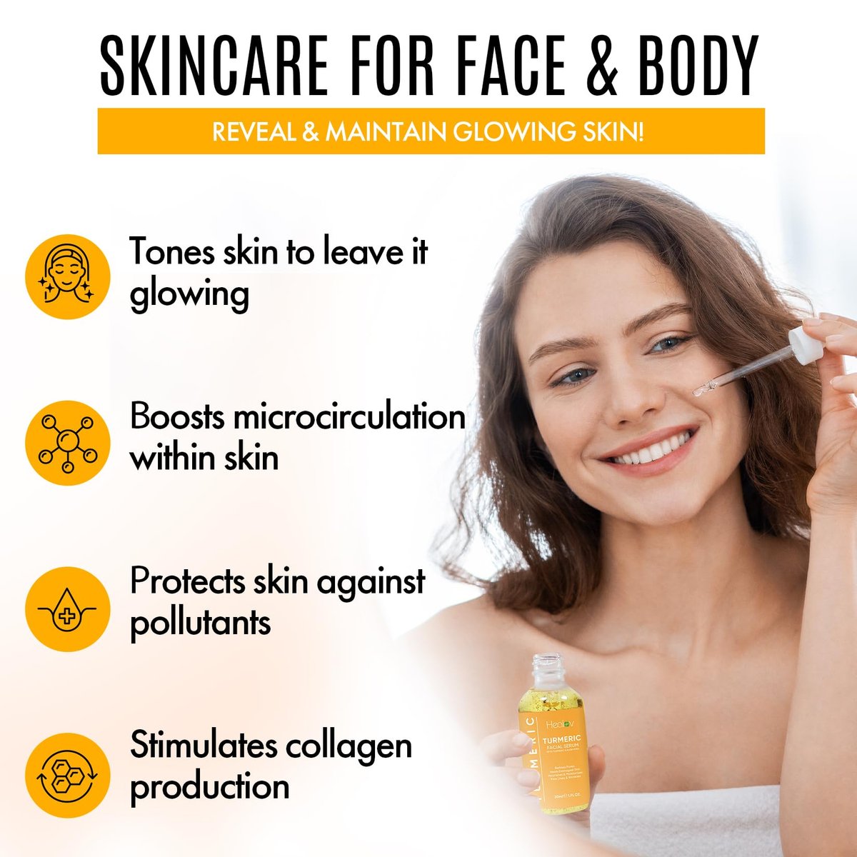 Healov Turmeric Oil for Face & Body – All Natural Skin Brightening Oil for Dark Spots, Acne, and Uneven Tone – Pure Turmeric Skincare Treatment for All Skin Types - görsel 5