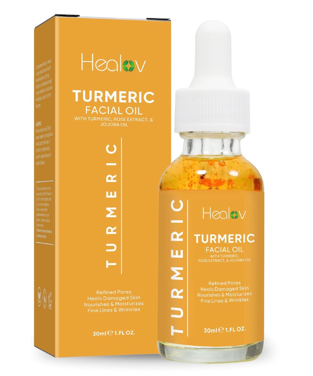 Healov Turmeric Oil for Face & Body – All Natural Skin Brightening Oil for Dark Spots, Acne, and Uneven Tone – Pure Turmeric Skincare Treatment for All Skin Types - görsel 1