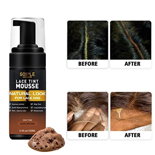 Lace Tint Melting Mousse for Wigs, Toupees, and Hairpieces - Natural Finishing Color and Glue Tool Set (Dark Brown) Avelisse