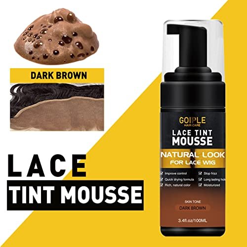 Lace Tint Melting Mousse for Wigs, Toupees, and Hairpieces - Natural Finishing Color and Glue Tool Set (Dark Brown) Avelisse