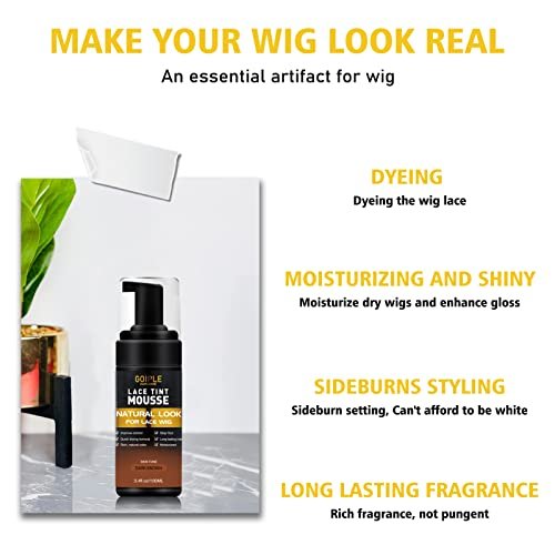 Lace Tint Melting Mousse for Wigs, Toupees, and Hairpieces - Natural Finishing Color and Glue Tool Set (Dark Brown) Avelisse