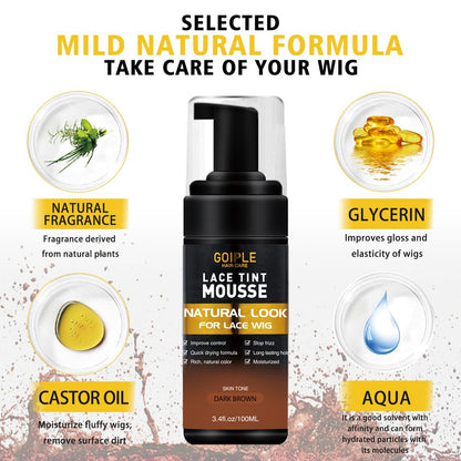 Lace Tint Melting Mousse for Wigs, Toupees, and Hairpieces - Natural Finishing Color and Glue Tool Set (Dark Brown) Avelisse