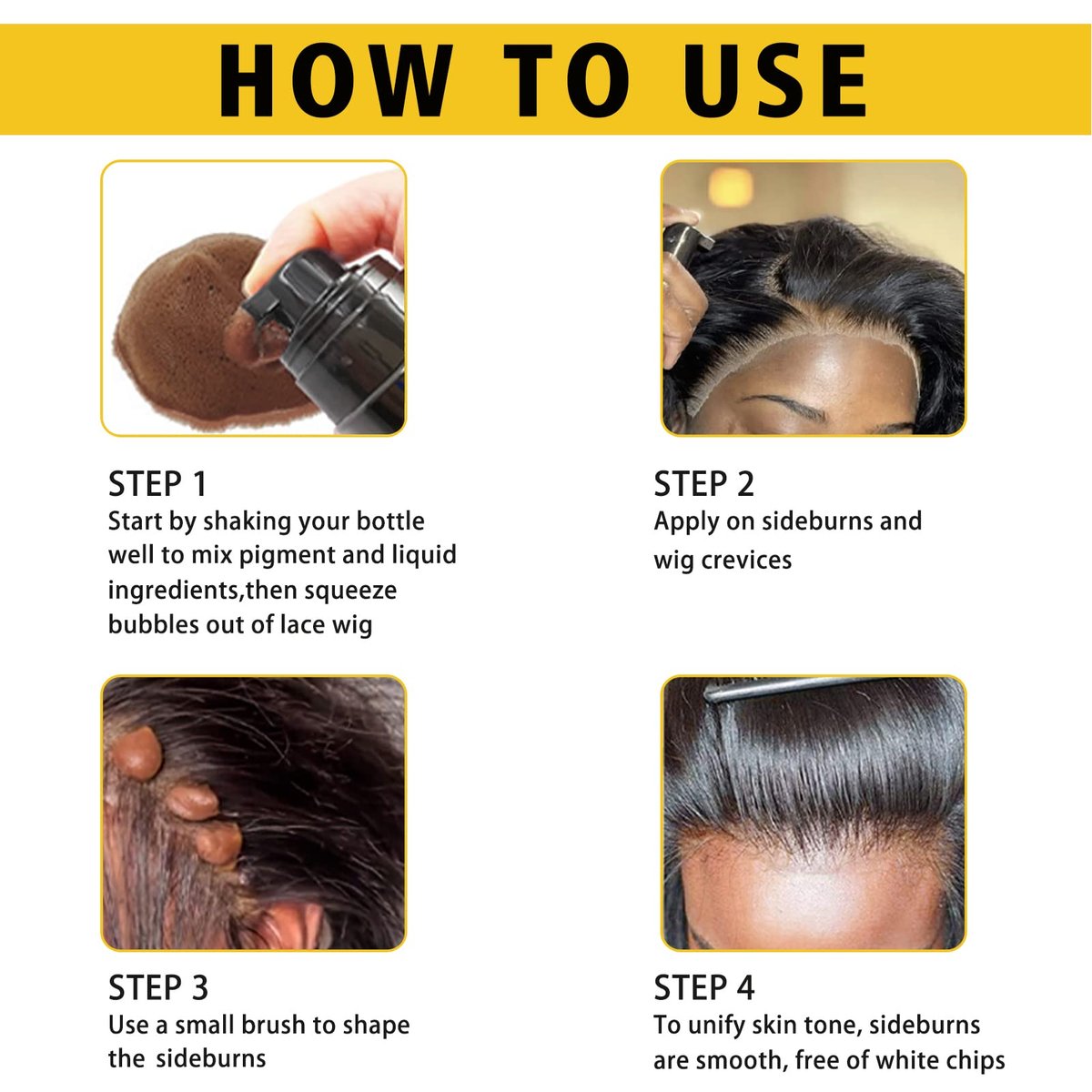 Lace Tint Melting Mousse for Wigs, Toupees, and Hairpieces - Natural Finishing Color and Glue Tool Set (Dark Brown) Avelisse