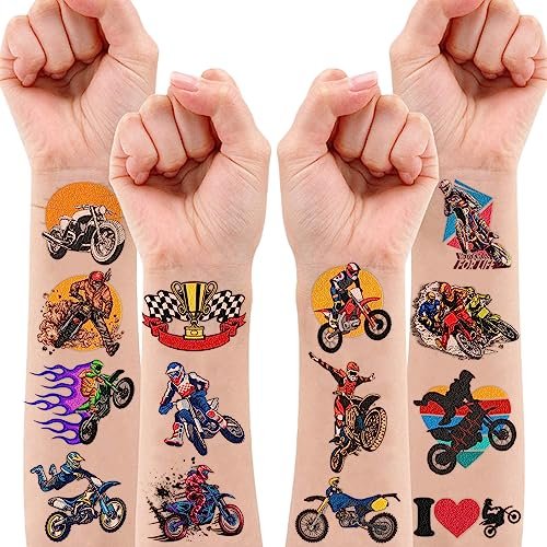 60 PCS Dirt Bike Temporary Tattoos for Kids - Waterproof Fake Tattoo Stickers (5 Sheets) - Motocross Racing Birthday Party Supplies, Favors & Goodie Bag Stuffers for Boys - görsel 9