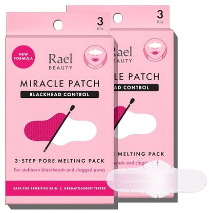 Rael Blackhead Remover Miracle Patch Melting Pack – 3-Step Nose Strips for Blackheads & Pore Cleansing (2 Pack) Avelisse