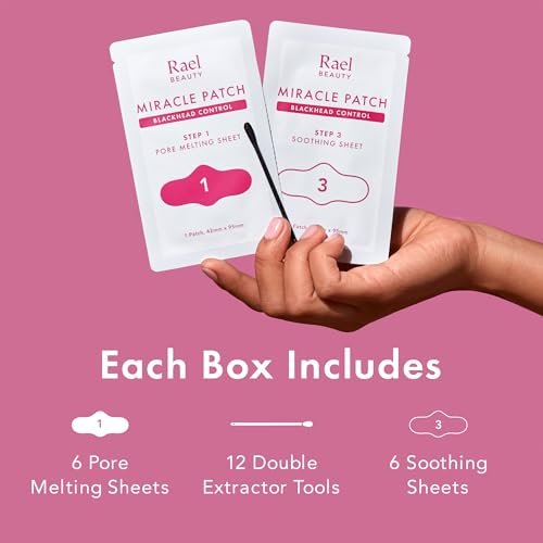 Rael Blackhead Remover Miracle Patch Melting Pack – 3-Step Nose Strips for Blackheads & Pore Cleansing (2 Pack) Avelisse