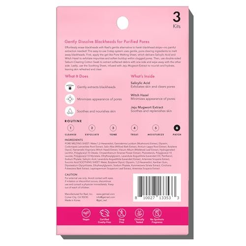 Rael Blackhead Remover Miracle Patch Melting Pack – 3-Step Nose Strips for Blackheads & Pore Cleansing (2 Pack) Avelisse