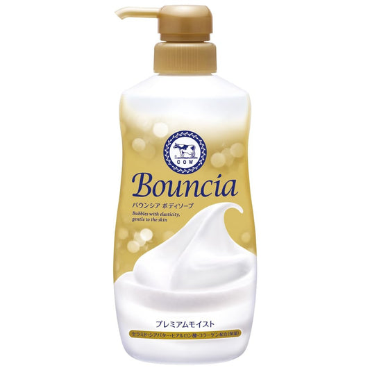 BOUNCIA Cow Brand Premium Moist Body Wash 480ml - White Soap & Airy Bouquet Scent, Deeply Hydrating Formula