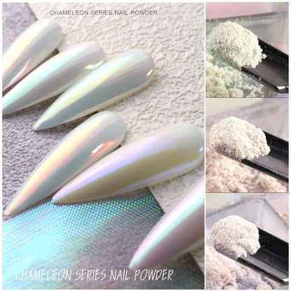 7 Colors Chrome Nail Powder Set - White Pearl Iridescent Aurora Metallic Mirror Effect Dip Nail Powder Kit for Gel Polish Holographic Mermaid Pigment, Resin Craft, Nails Art Gift for Women