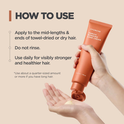 AYUNCHE Enrich Bonding Leave-In Cream 5.0 fl oz – K-Beauty Bond Repair, Heat Protection up to 392°F, Split Ends & Frizz Control for Fine, Dry, Damaged Hair Avelisse