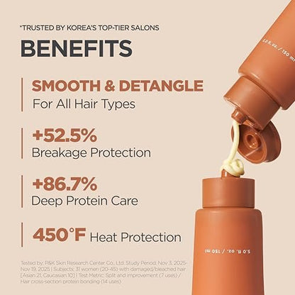 AYUNCHE Enrich Bonding Leave-In Cream 5.0 fl oz – K-Beauty Bond Repair, Heat Protection up to 392°F, Split Ends & Frizz Control for Fine, Dry, Damaged Hair Avelisse