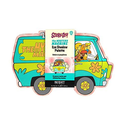 Mad Beauty Scooby-Doo Mystery Machine Eye Shadow Palette – Cruelty-Free Metallic Shimmers & Pressed Glitter, Travel-Ready with Mirror