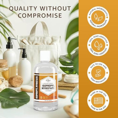 ISOPROPYL MYRISTATE (8 oz) - Natural Plant Derived Cosmetic Grade IPM for Soap Making, Fragrances, Shampoo, Creams & Lotions, Makeup & Adhesive Remover, Antiperspirants & Deodorants | 8 Ounces Avelisse