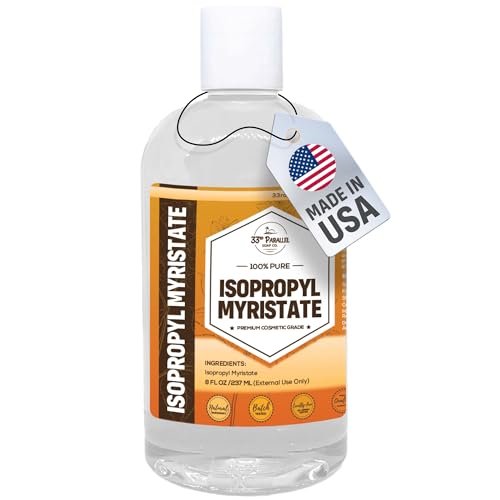 ISOPROPYL MYRISTATE (8 oz) - Natural Plant Derived Cosmetic Grade IPM for Soap Making, Fragrances, Shampoo, Creams & Lotions, Makeup & Adhesive Remover, Antiperspirants & Deodorants | 8 Ounces Avelisse