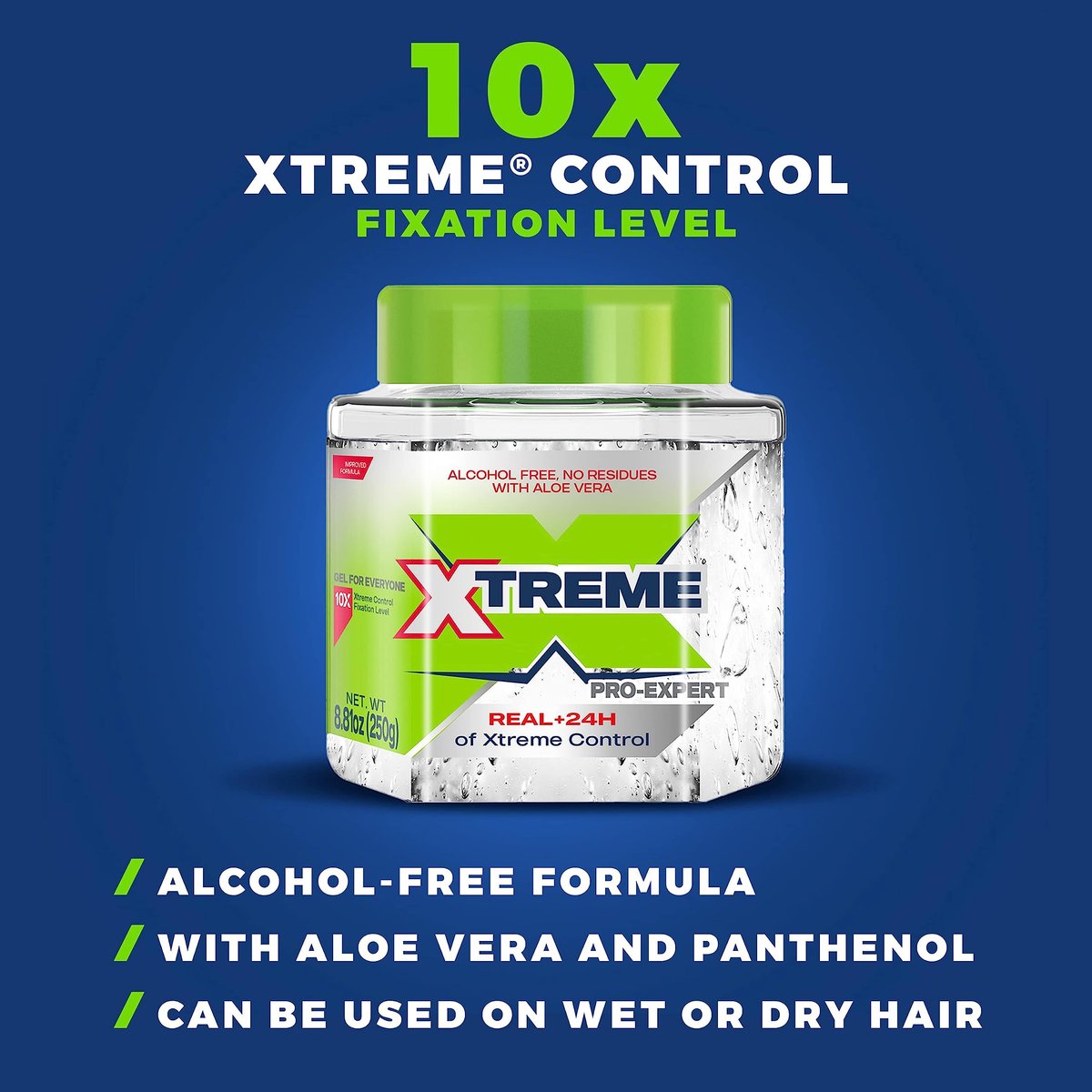 Xtreme Pro-Expert Clear Styling Hair Gel - Alcohol-Free 24-Hour Extreme Control with Aloe Vera, 8.81 oz Jar (Pack of 24) - görsel 7