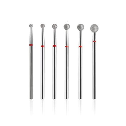 SQULIGT 6Pcs Nail Drill Bits - Ball Head 3/32'' Cuticle Clean Nail Bit for Electric Nail File, Acrylic Manicure Pedicure Gel Polishing, Nail Salon Supply