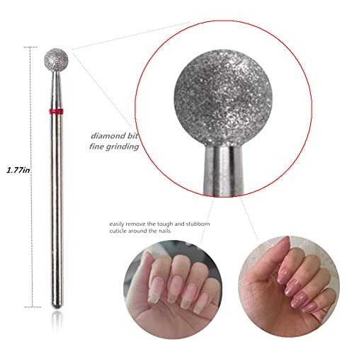 SQULIGT 6Pcs Nail Drill Bits - Ball Head 3/32'' Cuticle Clean Nail Bit for Electric Nail File, Acrylic Manicure Pedicure Gel Polishing, Nail Salon Supply - görsel 6
