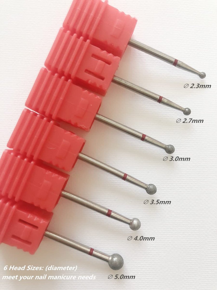 SQULIGT 6Pcs Nail Drill Bits - Ball Head 3/32'' Cuticle Clean Nail Bit for Electric Nail File, Acrylic Manicure Pedicure Gel Polishing, Nail Salon Supply - görsel 7