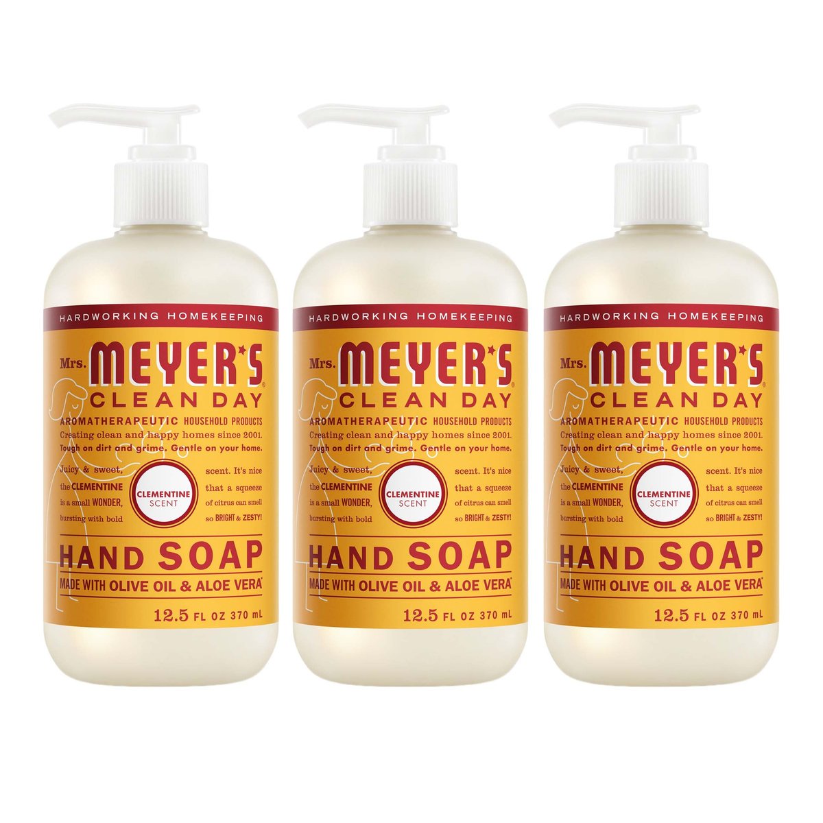 Mrs. Meyer's Clean Day Hand Soap, Clementine Scent, 12.5 fl oz - 3 Pack - görsel 1