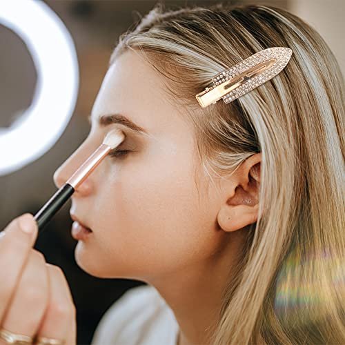 Magicsky 8-Pack No Crease Hair Clips | Rhinestone Flat Barrettes for Women – Diamond Metal Hair Pins for Bangs & Styling (Silver, Gold, Black) - görsel 4