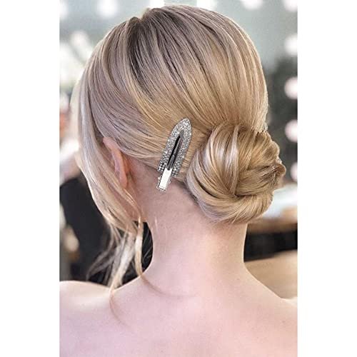 Magicsky 8-Pack No Crease Hair Clips | Rhinestone Flat Barrettes for Women – Diamond Metal Hair Pins for Bangs & Styling (Silver, Gold, Black) - görsel 10