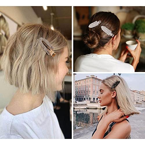 Magicsky 8-Pack No Crease Hair Clips | Rhinestone Flat Barrettes for Women – Diamond Metal Hair Pins for Bangs & Styling (Silver, Gold, Black) - görsel 12