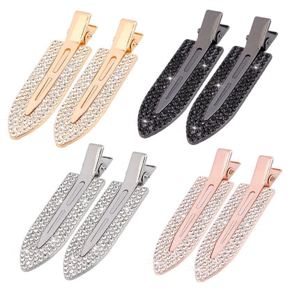 Magicsky 8-Pack No Crease Hair Clips | Rhinestone Flat Barrettes for Women – Diamond Metal Hair Pins for Bangs & Styling (Silver, Gold, Black)