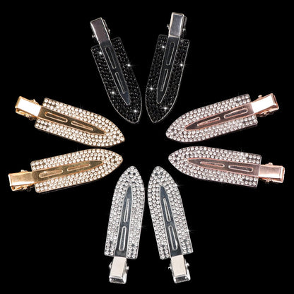 Magicsky 8-Pack No Crease Hair Clips | Rhinestone Flat Barrettes for Women – Diamond Metal Hair Pins for Bangs & Styling (Silver, Gold, Black)