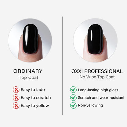 OXXI Professional Rubber Base & No Wipe Top Coat Gel Nail Polish Set - 2x15ml Self-Leveling Base and High-Gloss Wear-Resistant Top Coat Gift Box Salon Starter Kit Avelisse