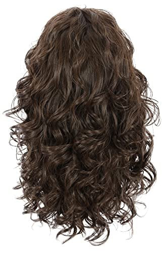 karlery Men Long Brown Wave Wig with Bandana 80s Heavy Metal Punk Rocker Costume Wig for Halloween Cosplay Party - görsel 10