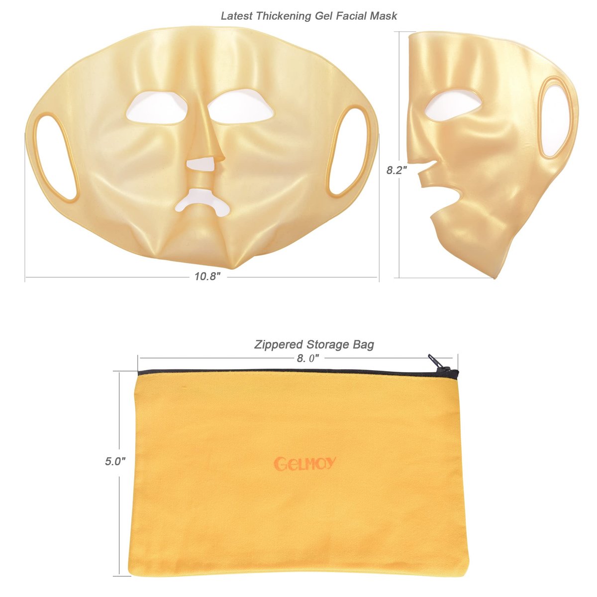 GELMAY 4-Pack 3D Gold Moisturizing Face Mask - Reusable Silicone Facial Mask Cover for Skincare, Prevents Evaporation - görsel 3